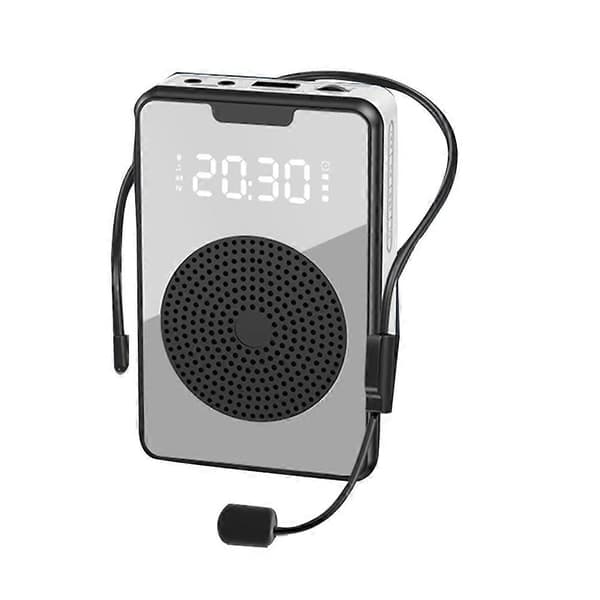 Trådløs stemmeforstærker Bluetooth-mikrofonhøjttaler med mikrofonheadset, til rejseguide- Black