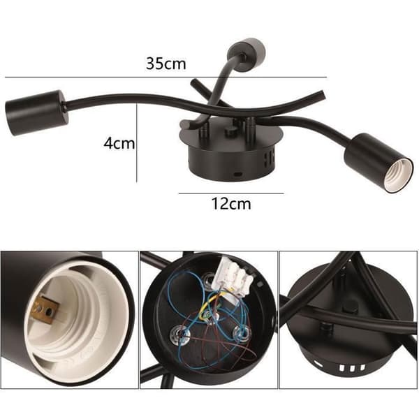 Industriel loftslampe - Moderne jernlysekrone - 3-lys E27 sort loftslampe til stue køkken