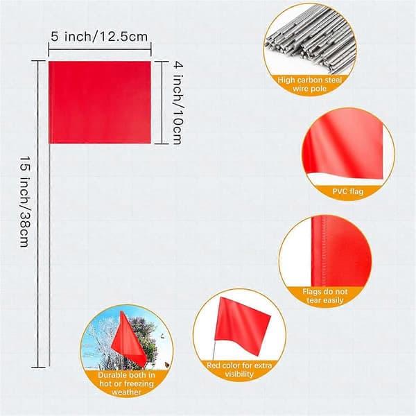 [KK]50-pack Marking Flags, Yard Flags 38x10x13 cm, Marking Flags, Lawn Flags, Irrigation Flags, Lan