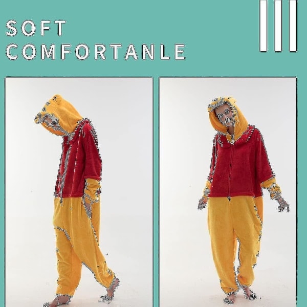 Snug Fit Unisex Voksen Onesie Pyjamas Dyr Enkelt Stykke Halloween Kostume Nattøj-r Winnie the pooh 3-4t SQBB