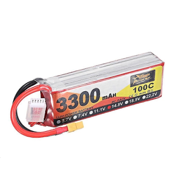 ZOP Power 14.8V 3300mAh 100C 4S Lipo Akku XT60 Liittimellä RC Helikopterille Veneelle 1pcs