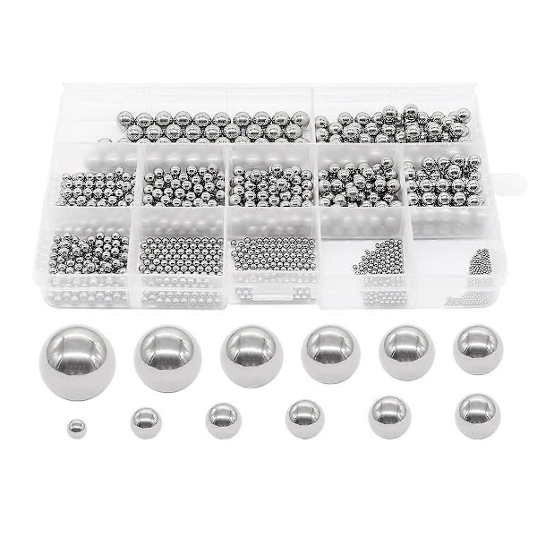 600 stk. 12 Størrelse Rustfrit Stål Præcisionsstålkugler 1-8mm Metrisk Cykellejekugle Sortiment Silver