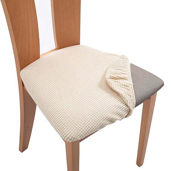 Stretchig Stolskydd för Matsal Stol Avtagbar Tvättbar Beige Beige 8Pack