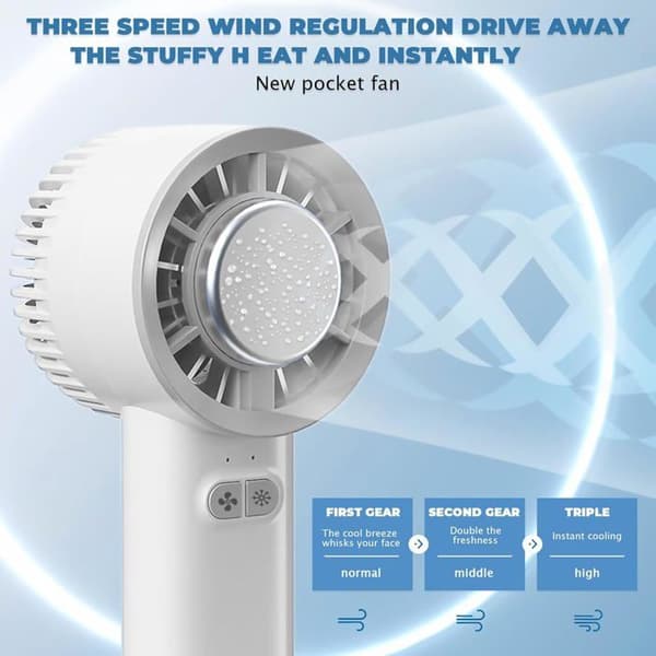 ®RisingFF bærbar ventilator, mini lydløs ventilator, genopladelig ventilator, ventilator med køleplade