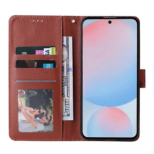 Samsung Galaxy A56 5G Kotelo Lompakko Jalusta PU Nahkainen Puhelinkotelo - Musta Multicolor Brown
