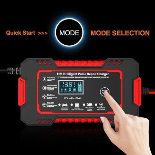 Batterilader - EMS - 12V/24V 8A - Smart - Bærbar - LCD-skjerm