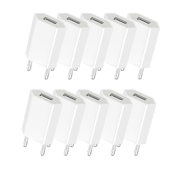 10 stk. Mini USB Vegglader Plugg Adapter Lader Plugg EU-plugg