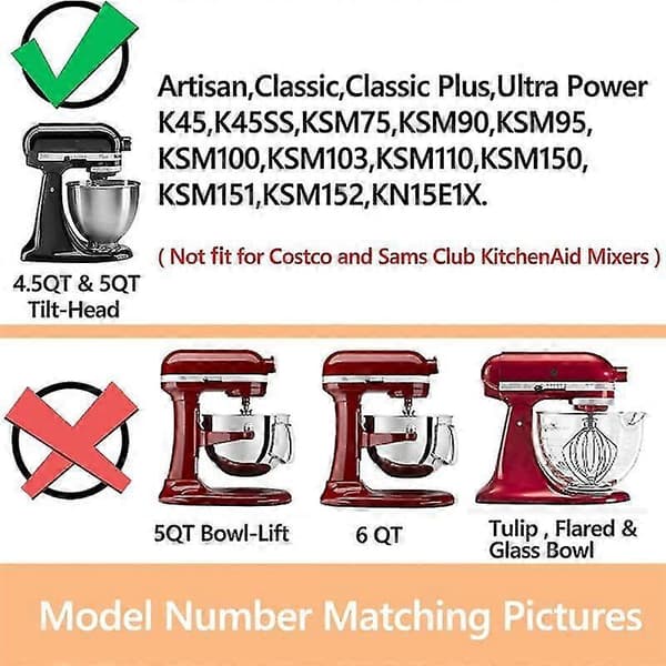 For Kitchen Aide Tilbehør 4,5-5 Qt Tilt-Head Stand Mixers Paddle Attachment for K45B/K5THCB/K5THB White  silver