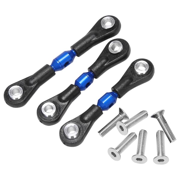 3 stk. metal styrestang trækstang til TT02 TT02T 1/10 RC bildele tilbehør, blå Blue