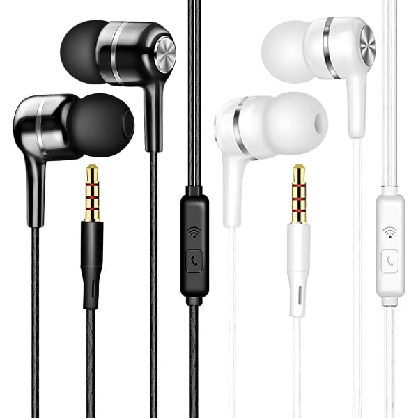 Trådbundna in-ear hörlurar 2 pack, brusreducerande hörlurar med miofon, ergonomiskt stereoheadset med 3,5 mm hörlursport för Iphone, Samsung Gala