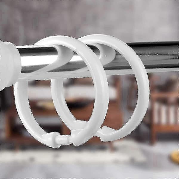 2026 Duschdraperiringar - 12-pack - Duschdraperikrokar i plast O-formade ringar glider lätt på badrumsduschstången (vit)