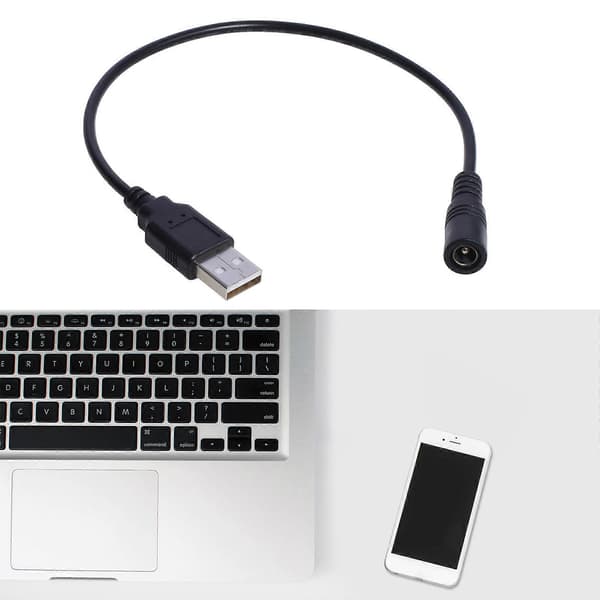 USB til DC strømkabel, DC5.5x2.1mm hun USB han DC5V strømforsyning opladningsadapterkabel til USB-blæser/højttaler Multicolor