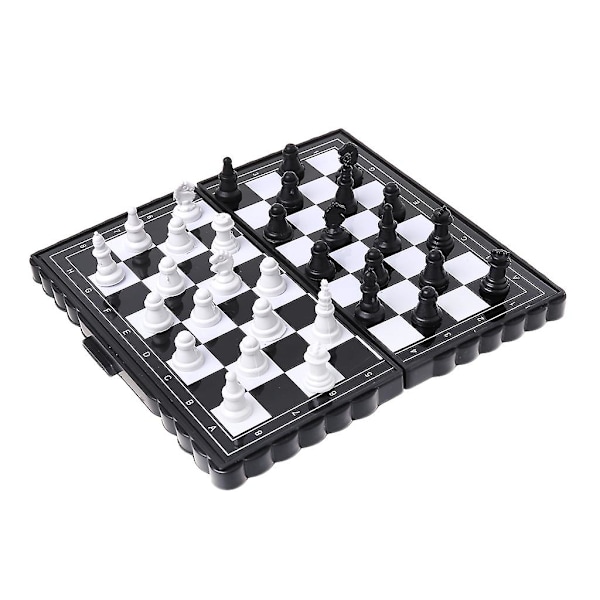 Fällbart schackbräde i miniformat Magnetiskt schackset Resebart Schack i fickformat (FMY)