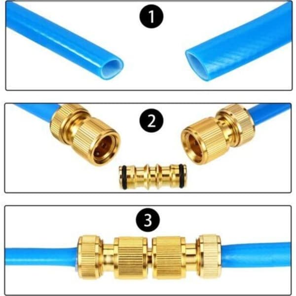 Mässingskoppling, 2-pack mässingskopplingar för trädgårdsslang (dubbla hangängade mässingskopplingar)