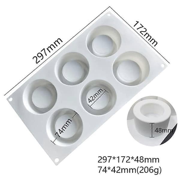 6 roms silikonpuddingkopp kakeform fransk dessertmousse kake DIY bakeform white