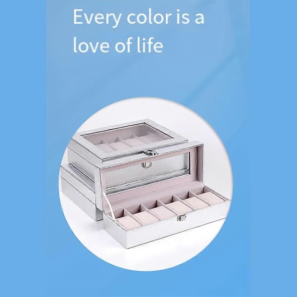 6 Gitre Ur Opbevaringsboks Specialetui til Kvinder Piger Ure Dekorativ Organizer Mode G Silver