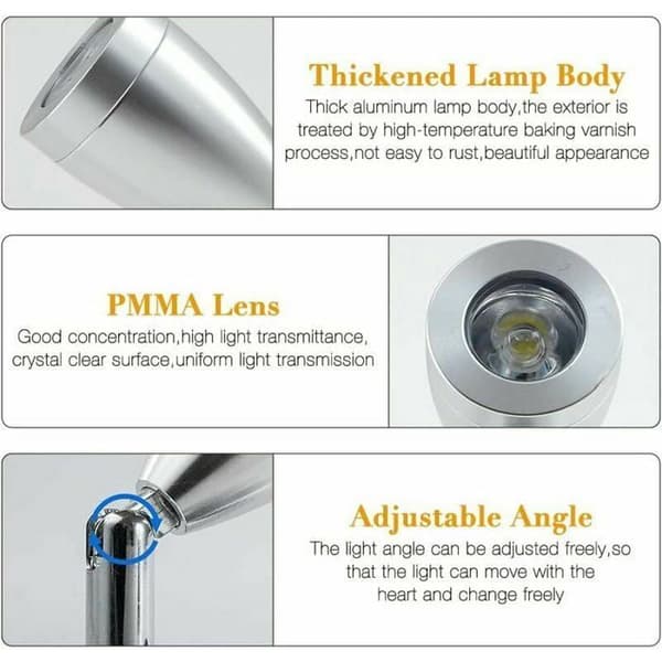 C-12V LED Spot Læselampe, 2 Stykker Campingvogn Interiørlamper, 3W LED Autocamper Læselamper med