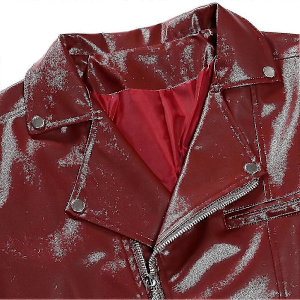 Herre Efterår Pu Allround Casual Revers Motorcykel Læderjakke Red XS