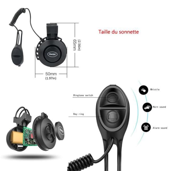 USB genopladelig elcykelklokke, IP65 vandtæt, 120dB, Klaxton - Sort