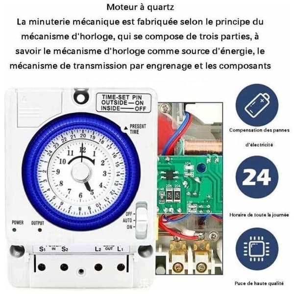 TB388TB35N Mekanisk Timer med Batteri, 20A til Belysning, DIY Ugentlig Controller