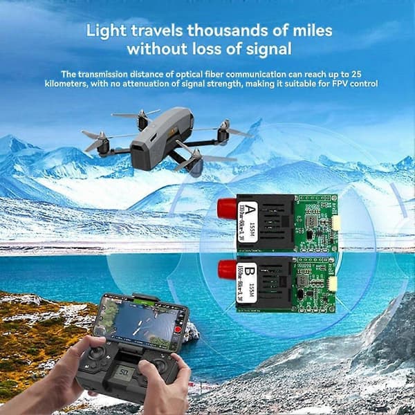FPV TTL optisk fiber transceiver mottakermodul optisk port UART/SBUS grensesnittmodul drone tilbehør 100KM