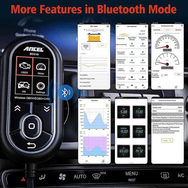 Ancel BD310 OBD2 Bilskanner Bluetooth 3-i-1 OBD Måler Bil Diagnoseverktøy Kodeavleser
