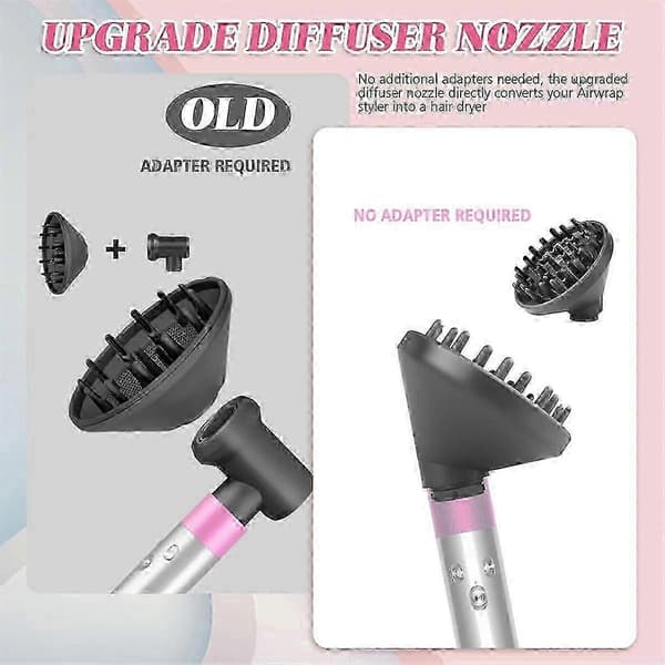 Diffusormunstycke för locktång som konverterar för Dyson Airwrap HS05 HS03 HS01 Styler Hårtork Diffusor SZRH A-B