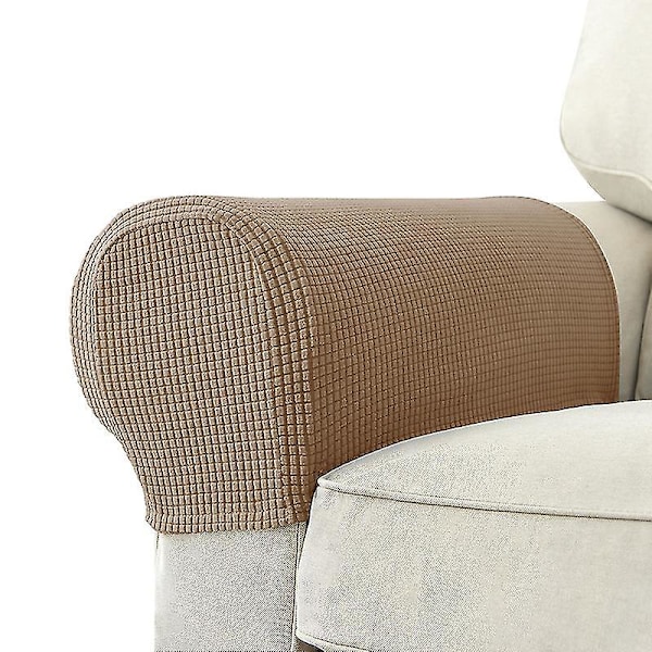 Stretch Armlenestopper i Spandex Jacquard - Myke og Elastiske Beskyttere for Stoler, Sofa, Lenestol, Trekk, Recliner Sofa Light coffee