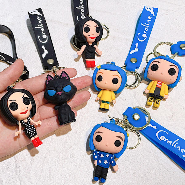 Coraline og den hemmelige dør Coraline nøglering Tegneseriefigur nøglering Fans gaver A