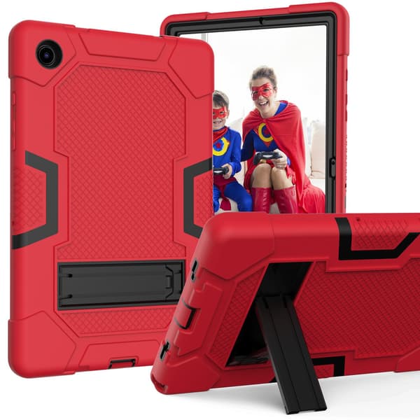 [KK] Stylish case for iPad mini4/5 red and black full-coverage silicone stand