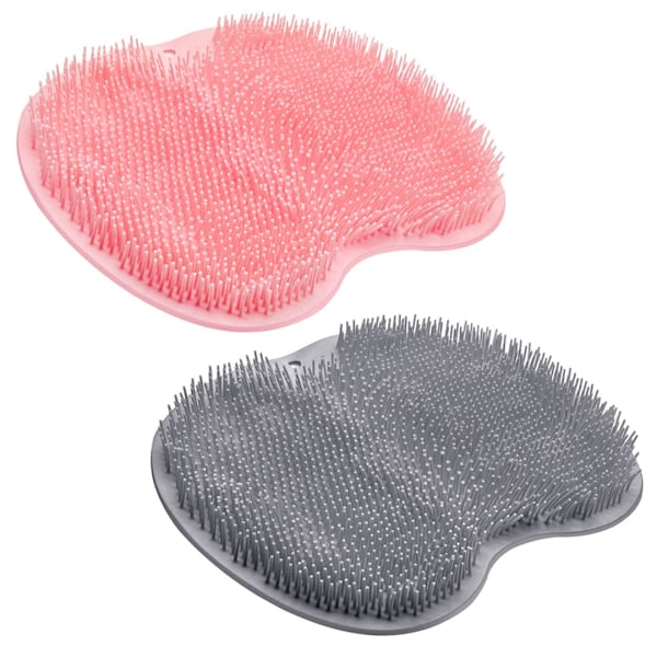 2PACK Duschfot Scrubber Matta Ryggtvätt Rygg Exfolierande Badtvätt Pad Väggmonterad Halksugskoppar Fotskrubber