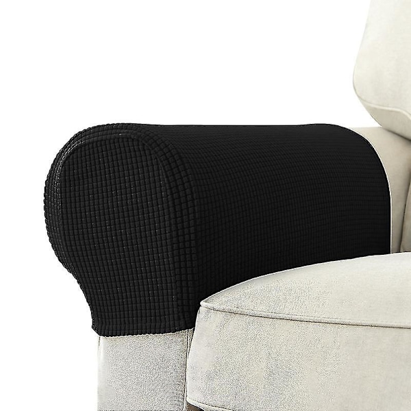 Venyttelevät käsinojapäälliset, Spandex-Jacquard, Pehmeät ja Joustavat Suojat Tuoleille, Sovalle, Nojatuolille, Liukastuu, Nojatuoli Extra black