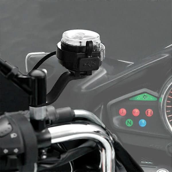 Motorsykkel Kompass Lader USB Vanntett Navigasjon Hurtiglading Vanntett Black