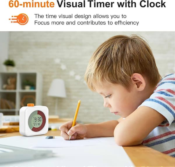 Visuell Timer for Barn, 60-minutters Produktivitetstimer, Klasseromstimer Nedtelling Klokke