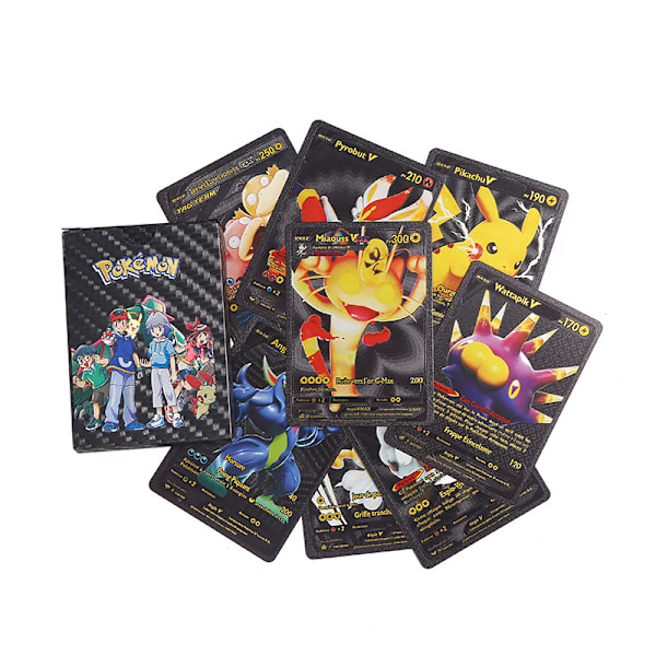 55 Cards Gold [7 Vstar + 29 Vmax + 16 V + 2 GX + 1 Phase] Collectible Shiny Cards Children Gift for Children Black French Black