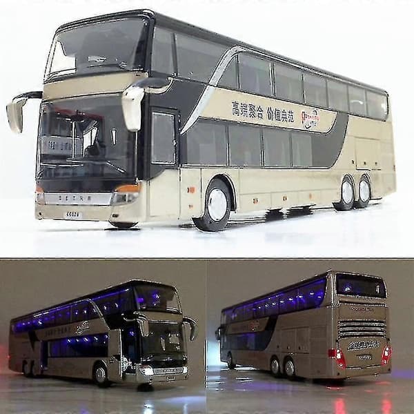 Bussmodell 1:32 Høy Simulering Dobbel Sightseeing Blinkende Lekebil