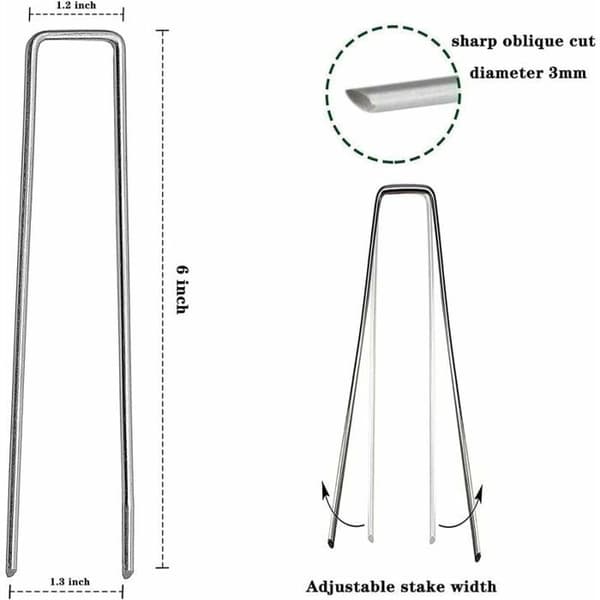Förpackning med 80 15 cm galvaniserade trädgårdslandskapsmärlor för ogräsbarriär