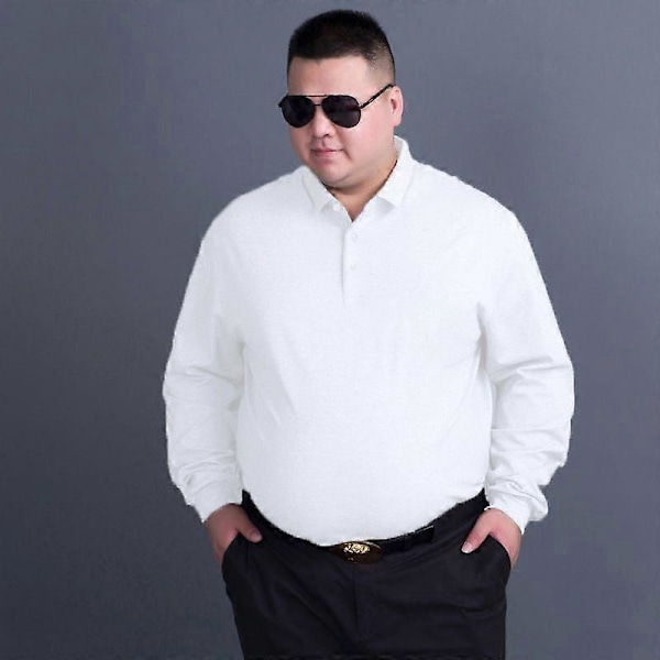 8XL Erittäin suuri miesten taskuton vapaa-ajan kauluspaita pitkähihainen yksirintainen työ- ja bisnespaita, yhteensopiva sosiaalisen poolopaidan kanssa black 8XL