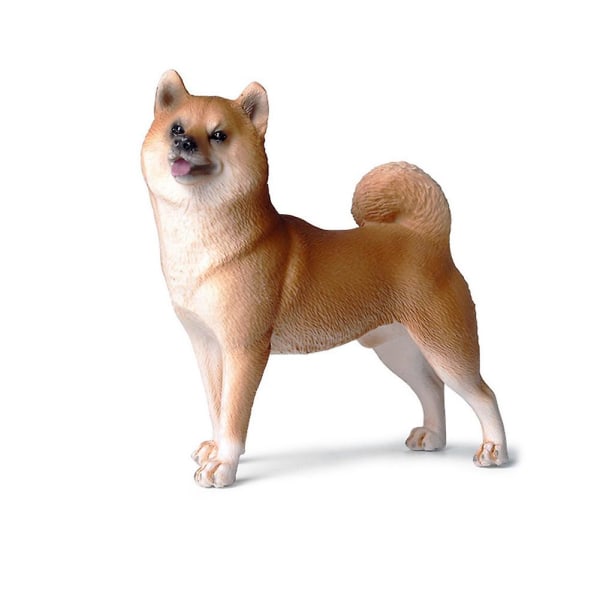 Söt Simulering Shiba Inu Hund Plast Djurmodell Statyett Heminredning Barnleksak Yellow