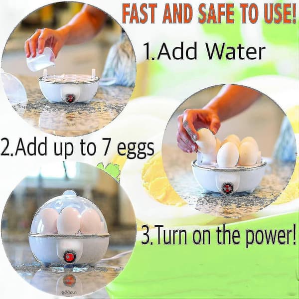 [KK] Electric Egg Cooker Soft, Medium Or Hard Boiled, Capacity For 7 Eggs Silent Technology Automatic Shut-Off, White With Egg Slicer Included