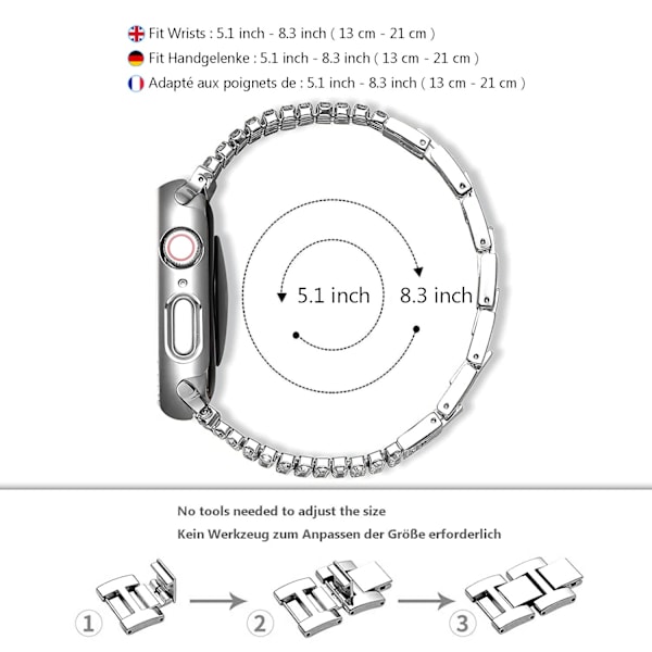 38mm 40mm 41mm Smyckes klockarmband för iwatch armband Serie 9 8 7 6 5 4 3 2 1 Justerbart kristall diamant armband ersättning iwatch 38mm 40mm 41mm