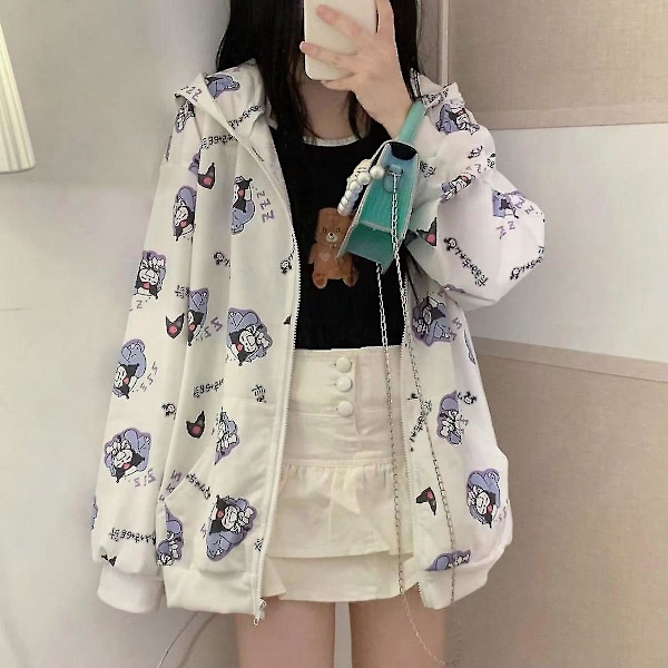Kawaii Sanrio Kuromi Animen Ulkotakkihame Vaatteet Pehmeä Vetoketju Pusero Anime-tarvikkeet Korkealaatuiset Tyttöjen Lahja M