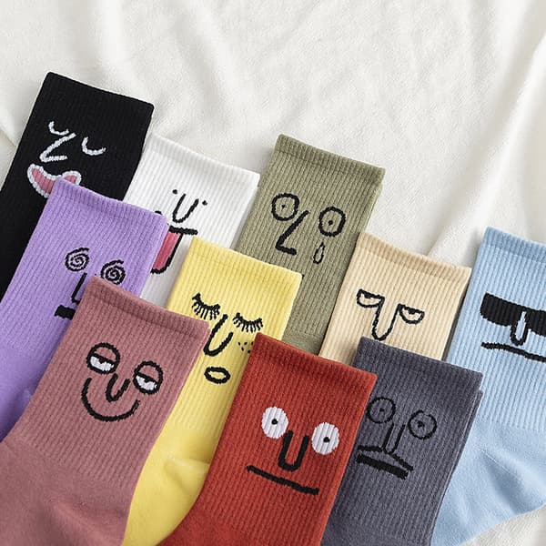 [KK]10 Pairs Funny Face Expression Socks, Crazy Funny Emotion Crew So