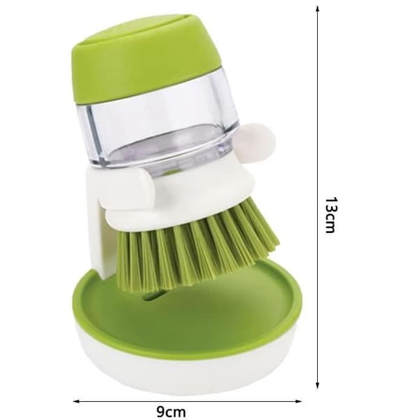 2-delat diskborstset för köket, diskborste med behållare, diskborste med diskmedelsdispenser, grön
