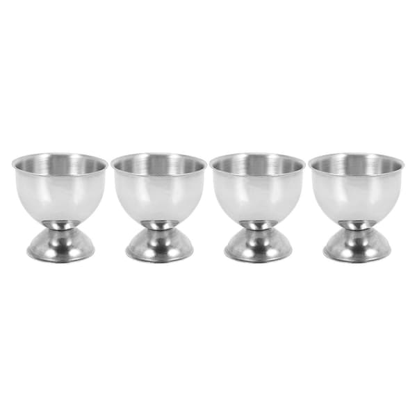 Äggkopp, äggbricka i rostfritt stål, mjukkokta äggkoppar, hållare, diskmaskinssäker (4-pack) Silver