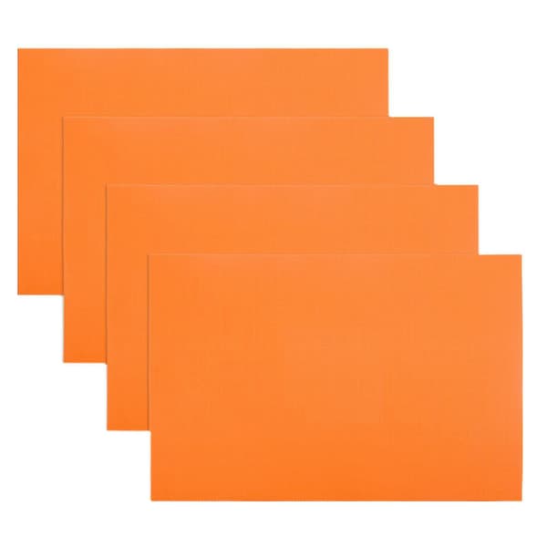 [KK] 4 pcs/set Flexible Placemats Scratch-Resistant Rectangular Elegant Waterproof Coasters Kitchen Utensils (FMY) Orange Orange