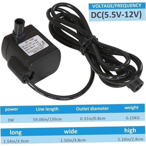 Solfontänpumpar, solvattenpumpar, DC 5.5V-12V 3W. Solpaneler ingår ej. 300L/h vattentät vattenpump.