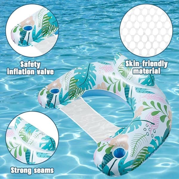 Oppustelig poolmadras - HANDEIU - U-formet - Med kopholder - Polyester - 100 kg bæreevne