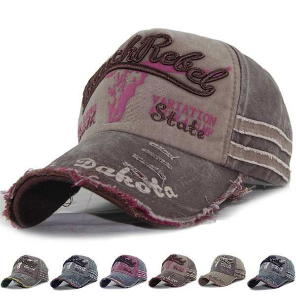 Unisex Mænd Kvinder Distressed Vintage Trucker / Baseball Cap Justerbar Denim Hatte Brown