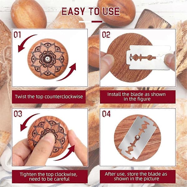[KK] Bread Scoring Tool, Bread Lame Compatible with Sourdough Bread, Wooden Bread Lame, Dough Scoring Tool